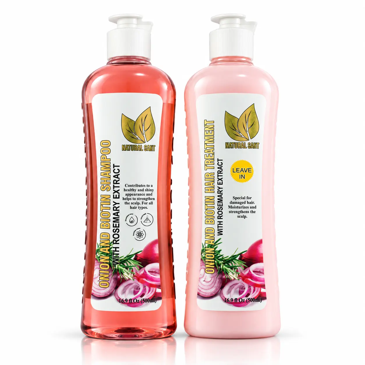 Natural Sant Onion, Rosemary and Biotin Shampoo & Treatment (16 Fl Oz/500 ml) Conditioning Restorative