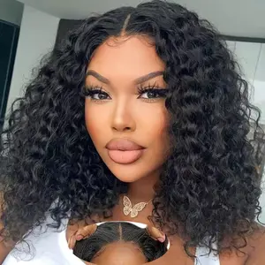 Wear and Go Glueless Bob Wig Human Hair Pre Plucked Pre Cut 13x4 Curly Curly Lace Front Wigs Human Hair For Black Women No Glue Upgraded Glueless Short Curly Bob Human Hair Wig 200% Density (12 Inch)