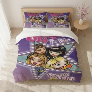 Bratz Fashion Girls Bedding Set, Minimalist Style, Comfortable and Thoughtful, Holiday Gift Idea, Christmas Friday, 1 Fitted Sheet + 2 Pillowcases