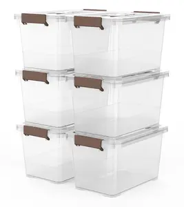 6 Pack 7 Quart Clear Storage Bins with Lids Plastic Organizer Box with Latch and Handle for Makeup Jewelry ADHD Organization Small Areas 12 x 8 x 7.5 Inches
