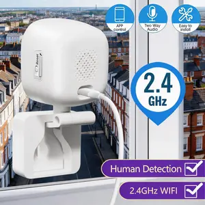 Window Camera 2K, Home Security Indoor WiFi Camera with AI Human Detection, 2.4GHz Security Cam, WiFi Surveillance Camera, 24/7 Continuous Recording, TF Card & Cloud Storage，Easy Install