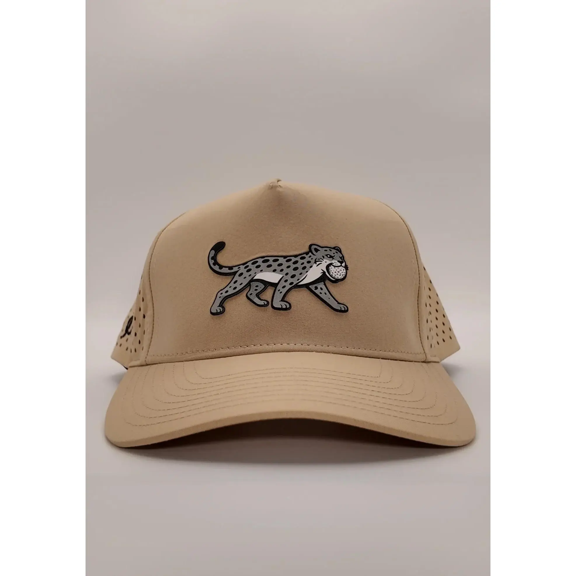 Cream Jaguar Front Graphic Patch Golf Hat, Golf Performance Hat for Casual Outdoor Use, Golf Performance Hats, Front Patch Hats