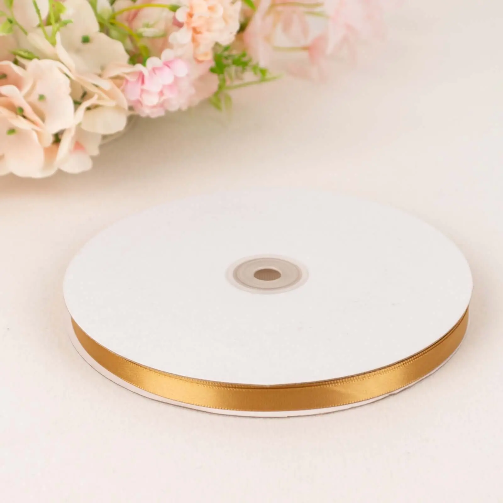 100 Yards 3/8" Gold Single Face Decorative Satin Ribbon 100 Yards 3/8" Gold Single Face Decorative Satin Ribbon