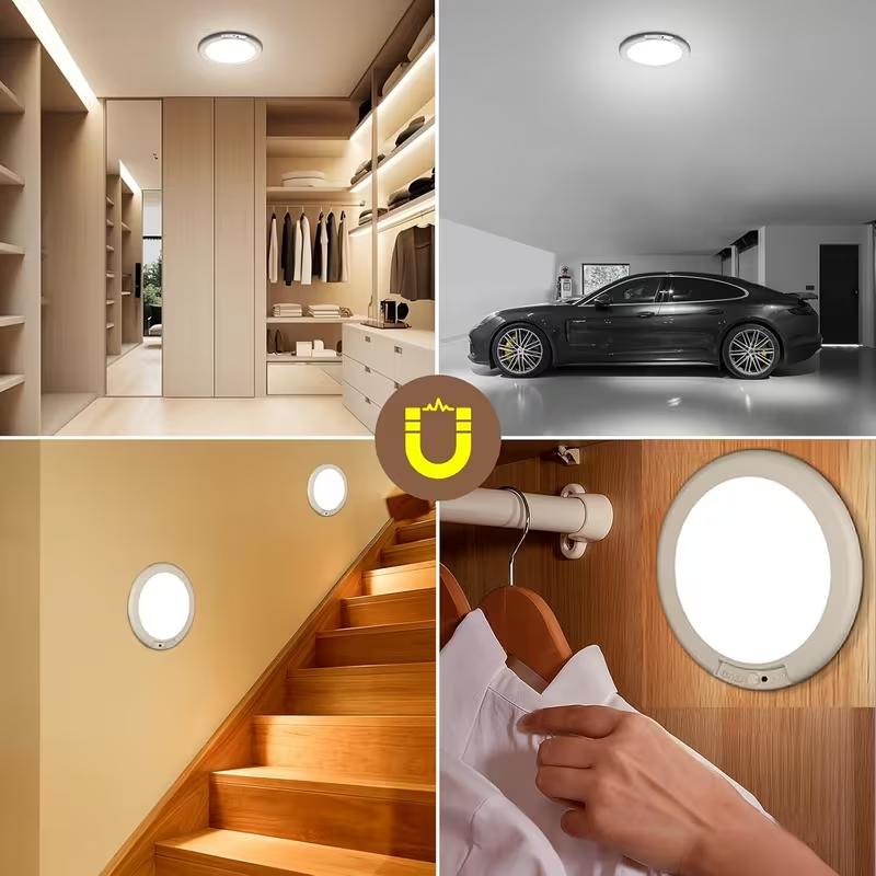 [summervibes]Magnetic Ceiling Light, Rechargeable LED Ceiling Light with Remote Control, 3 Adjustable Color Temperatures 3000K/4500K/6500K, 10 Brightness Levels, Motion Sensor Cabinet Light, Suitable for Shower Room, Bathroom, Porch, Bedroom,, Dimmable La