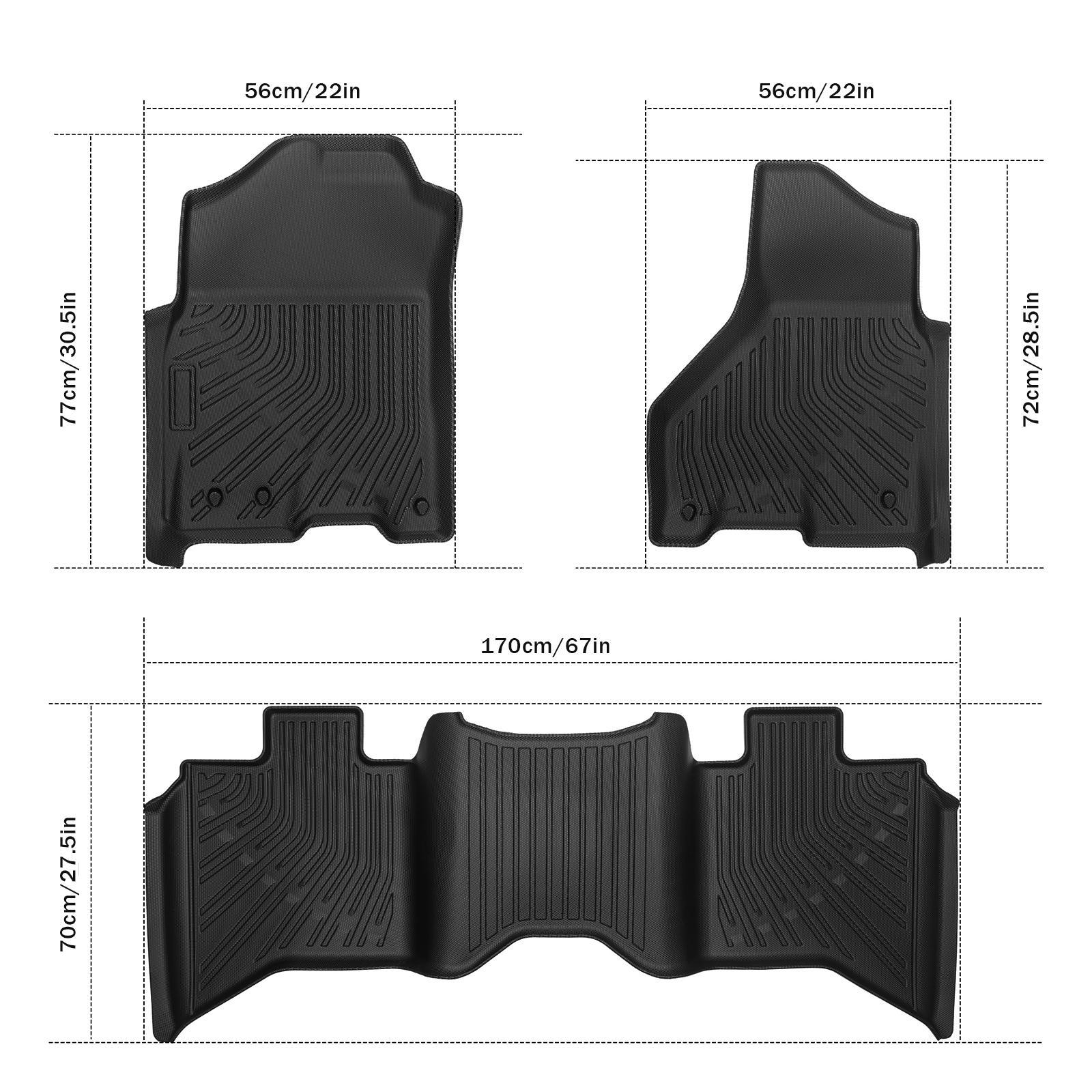Floor Mats 3pcs for Ram 1500 2009-2018 All-Weather Automotive Floor Mats Waterproof Heavy Duty Car Mats Flexible Floor Liners