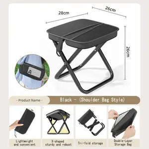 Foldable Backpack Stool,2025 New Camping Stool,Camping Foot Rest,Portable Folding Stool,Can Bear 330 Pounds, Suitable for Travel, Camping, Fishing and Outdoor (Black)