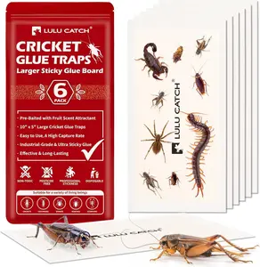 LULUCATCH Cricket Insect Glue Traps - 6 Pack Bug Traps, Cockroach Sticky Traps, Large Spider Trap with Pre-Baited Attractant, Highly Effective Glue Boards Indoor, Non-Toxic & Safe to Children, Pets
