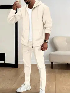 men's Waffle Knit Zipper Hoodie + Casual Sports Wear}