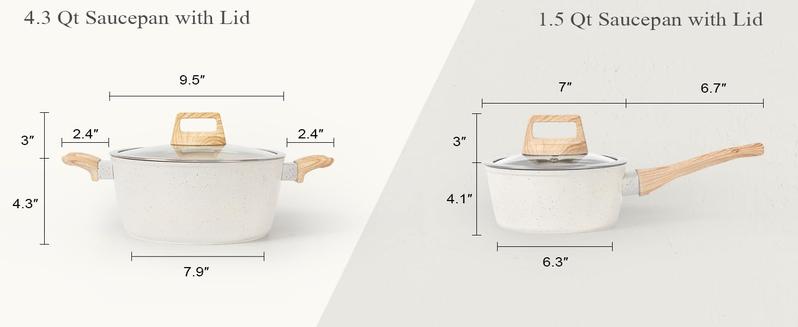 SODAY 17/12 Pcs Pots and Pans Set Non Stick, Kitchen Cookware Sets White Granite Nonstick Cooking Set with Frying Pans, Saucepans, Steamer,Nonstick Pots with Glass Lid (NO PFOS, PFOA),Kitchenware,stock up on specials,New Year Sale, gifts