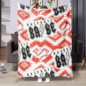 1Pc Baseball Pattern Blanket, Flannel Fabric Soft & Warm Blanket For Living Room & Bedroom, Home Decor, Travel