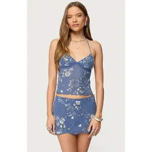 Edikted Women's Nelley Backless Beaded Sequin Chiffon Top