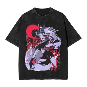 Helluva Loona Washed T Shirts Streetwear Hip Hop Retro T-Shirt  Tee Shirt for Men Women Short Sleeve Oversize Graphic