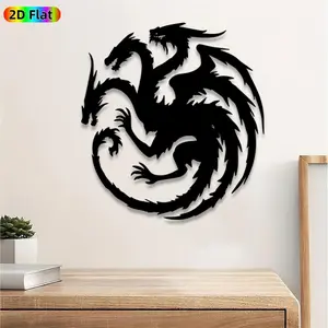 1pc Three-Headed Dragon Metal Wall Art, Mythical Dragon Statue Mural, Artistic Metalwork, Perfect for Halloween, Game of Thrones Theme Party Decor, Perfect for Living Room Office Game Room Decor, Ideal Gift for Fantasy Enthusiasts.