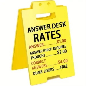 Funny Office Cubicle Decor Answer Desk Rates Desk Sign Team Office Gag Gifts for Coworker Teammate Employee Boss Manager Supervisor Signage