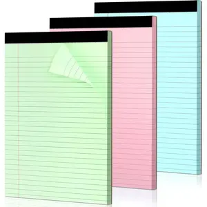 Colored Legal Pads, 3 Pack Writing Pads 8.5 x 11 inch, Micro Perforated Notebooks with Sturdy Back, Wide Ruled, 30 Sheets Per Writing Pad for School, College, Office, Professional (Blue/ Pink/Green)