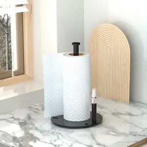 Kitchen Countertop Vertical Paper Holder, No Drilling Roll Paper Rack, Heavy Base, Spray Bottle Shelf, Food Wrap Organizer