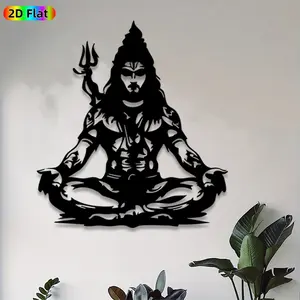 1pc Shiva Metal Wall Art, Serene Shiva Statue Mural, Ideal Gift for Diwali, New Year, Hindu Culture Enthusiasts, Weather-Resistant Metal Wall Decor Wall Sculptures, Perfect for Temple Wall & Outdoor Fence, Sacred Spiritual Home Decor