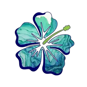 Hibiscus Tropical Flower Stickers Decal for Car, Large Hawaiian Flower Holographic Vinyl Sticker for Trunk, Window, Bumper, Side, 6 x 6 in, Blue/Rainbow