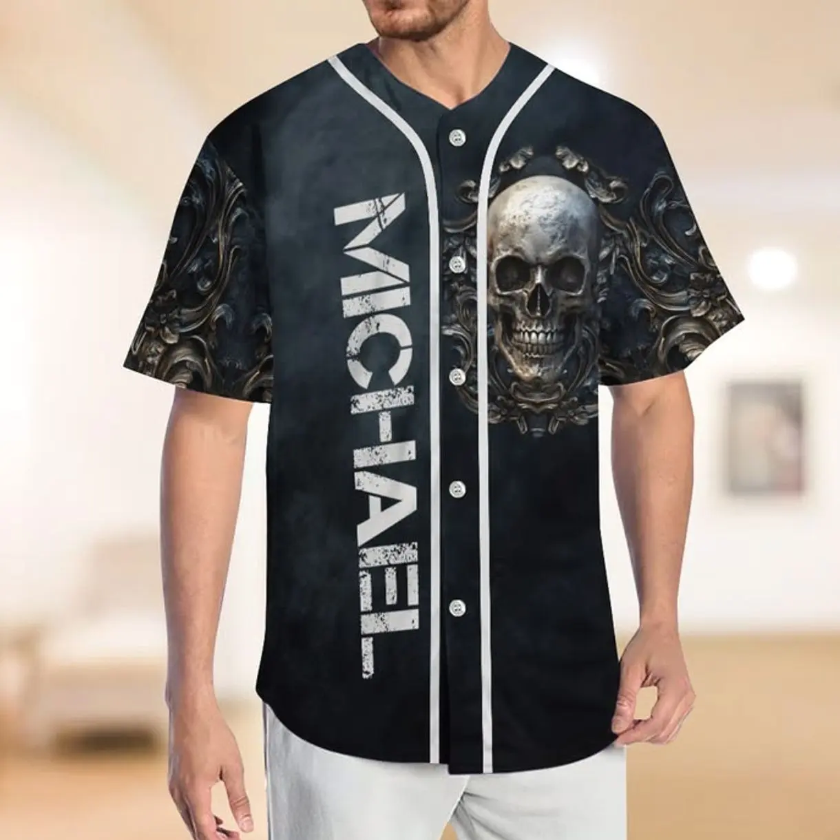 Strong Skull - Personalized Skull Baseball Jersey