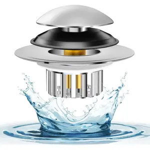 Bathtub Drain Stopper , Pop Up Drain Stopper with Stainless Steel Strainer Basket Hair Catcher, Anti-Clogging Design, Leak-Proof  Ring, for Bath/Sink (1 Pack Tub Drain Stopper)