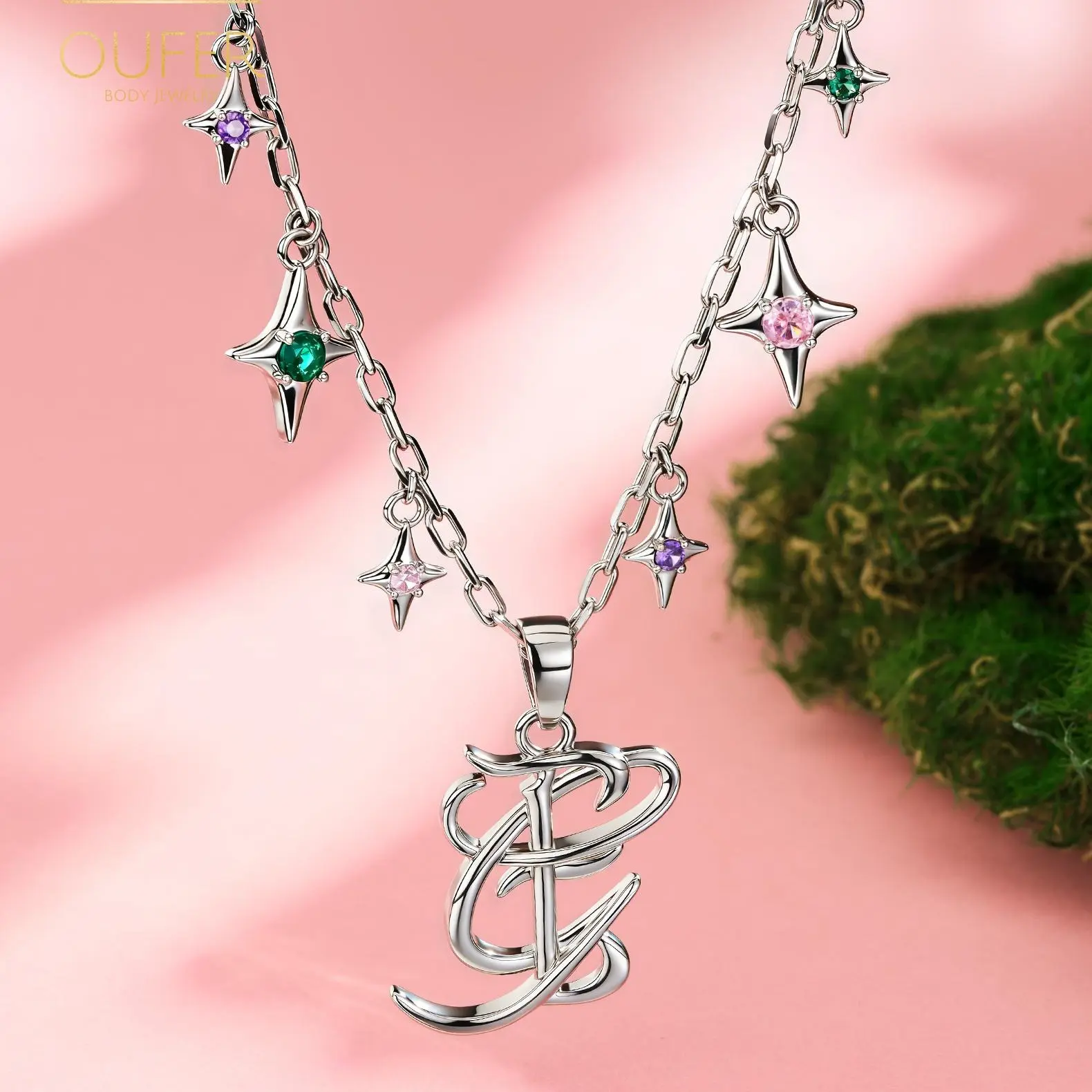 WICKEDXOUFER 18K Gold Plated G&E Stainless Steel Non Tarnish Necklaces for Women