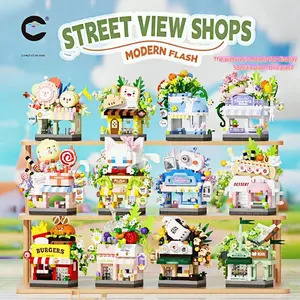 Street Scene Shop Series Micro-Particle Building Block Toy, Cute Shop Building Blocks Educational Decoration Dual Online, High Aesthetic Gift, Construction Blocks