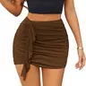 Avidlove Women Skirt Ruched Bodycon Double Layer Club Casual Mini Skirt
