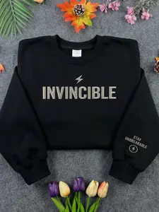 Streetwear Invincible Sweatshirt – Bold Minimal Embroidered Pullover