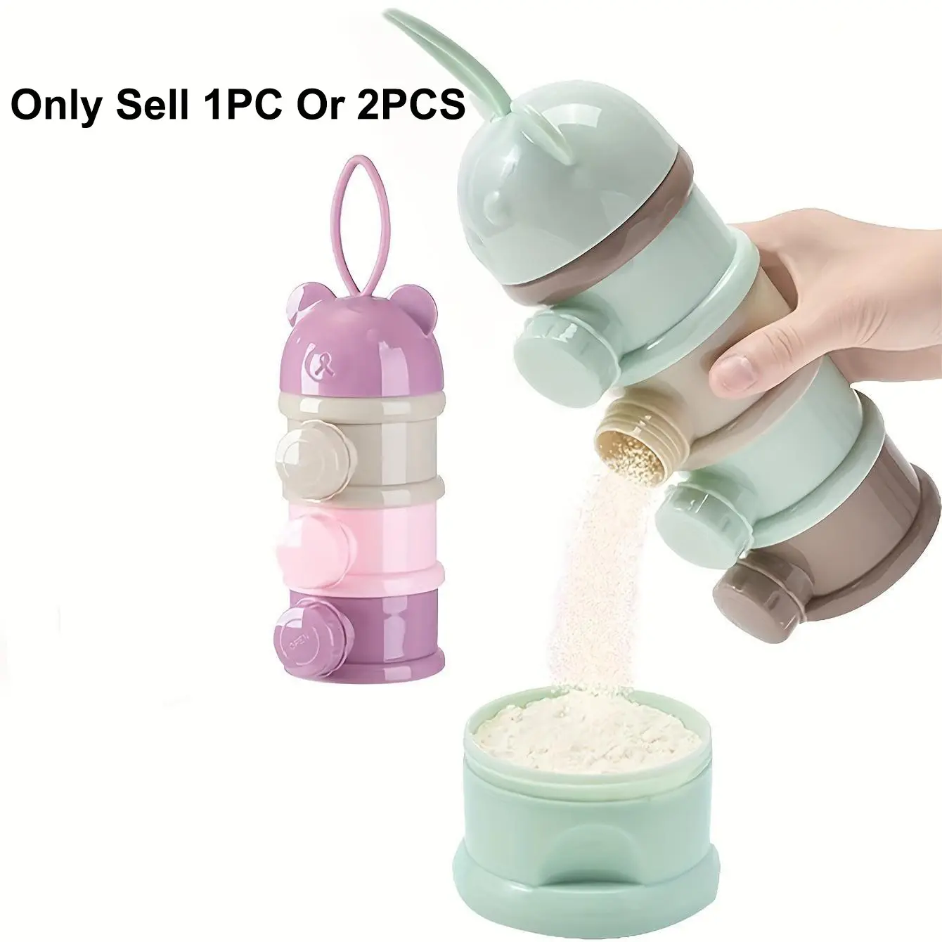 1pc/2pcs Cute Capacity Bear Baby Portable Milk Powder Box Formula Container To Go, Colorful Stackable Food Storage Container for Outdoor Feeding, Ideal Newborn Gift