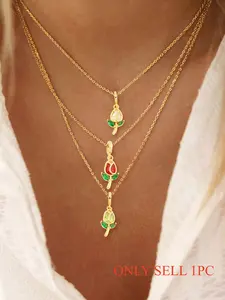 Women's Crystal Tulip Pendant Necklace, Cute Simple Stainless Steel Chain, All Seasons Heart Pattern Jewelry