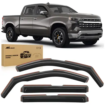 Gmc Sierra 1500 Accessories In-Channel Rain Guards For 2020-2025 Chevy Silverado & GMC Sierra 2500HD/3500HD Crew Cab - 4 Piece Set Weather Window Guards - Foto 10