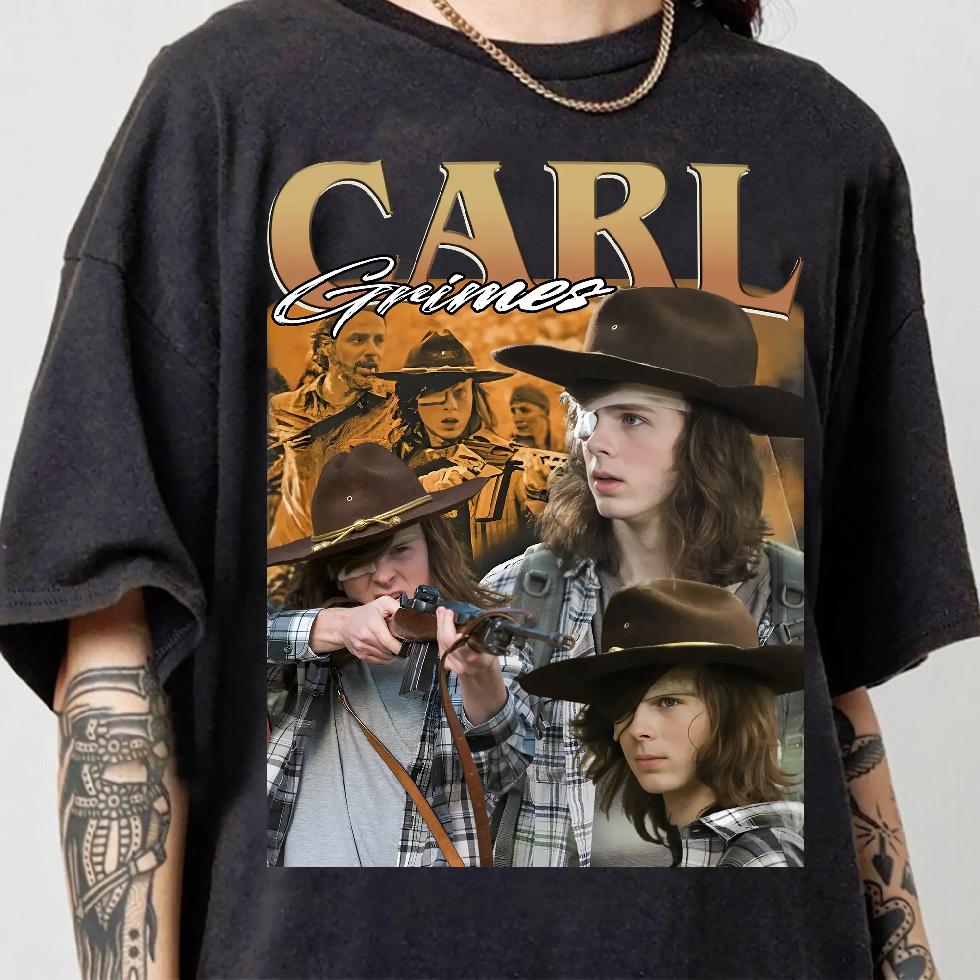 Carl Grimes The Walking Dead Vintage Graphic T-Shirt – Retro TV Series Unisex Tee