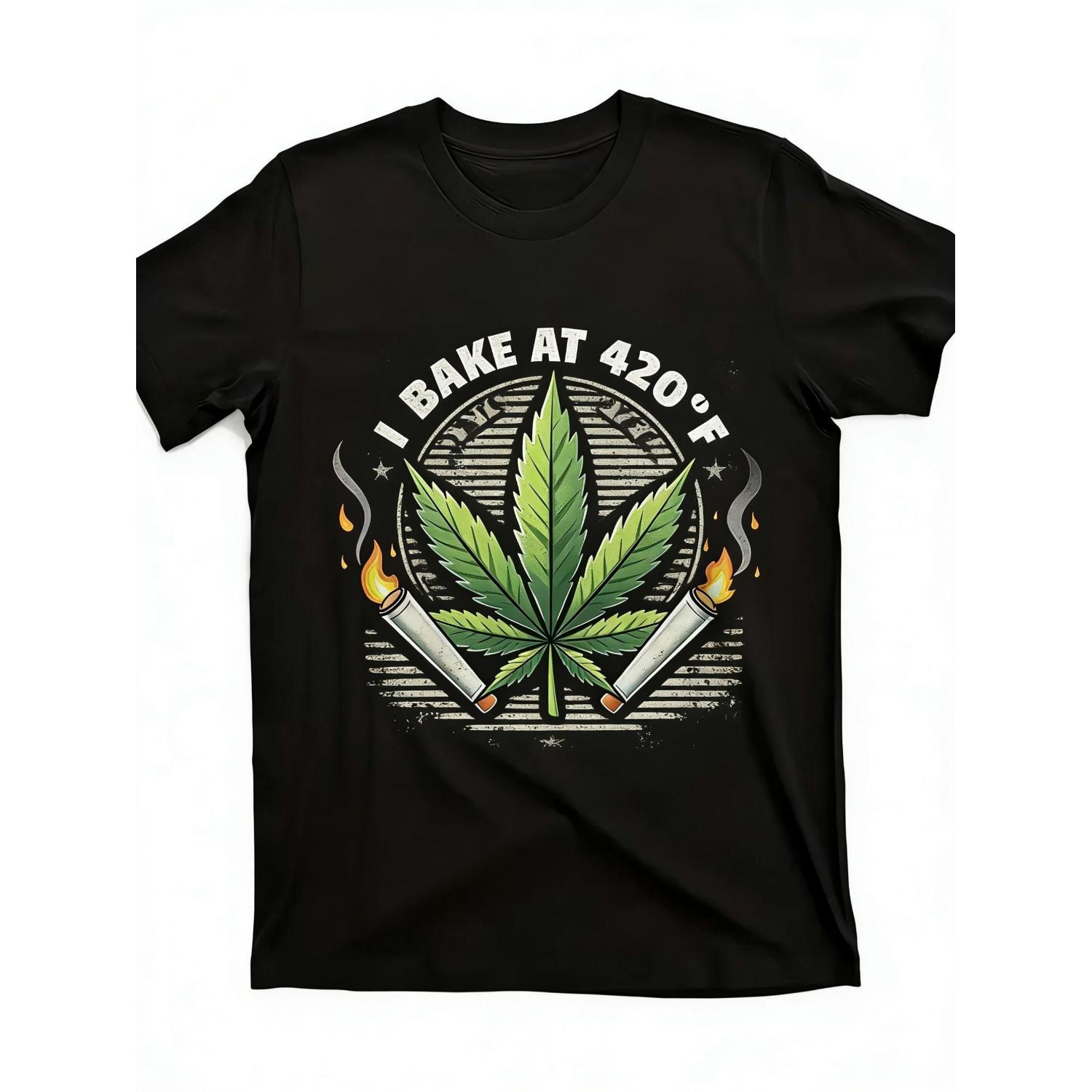 Timeless 420 Men's T Shirt Featuring Leaf Smoke Design Breathable Crewneck Ideal for Casual Wear 420 Events and Cannabis Culture Fashion