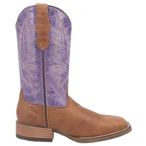 Laredo Womens Mara Embroidery Square Toe  Casual Boots Mid Calf Low Heel 1-2" - Brown, Purple