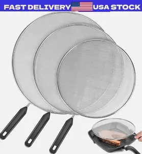 3Pcs Grease Splatter Screen for Frying Pan,Stainless Splatter Guard Mesh Cooking