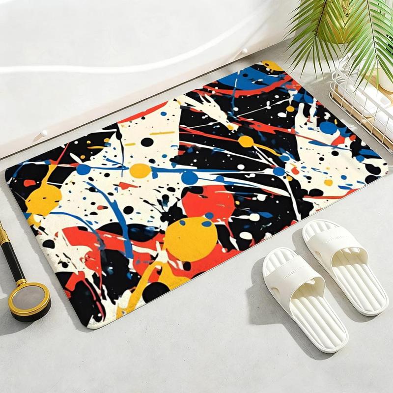 Abstract art J-Jackson P-Pollock Floor Mat Soft Thickened Flannel Door Mat Non-Slip Living Room Rug Home Decor