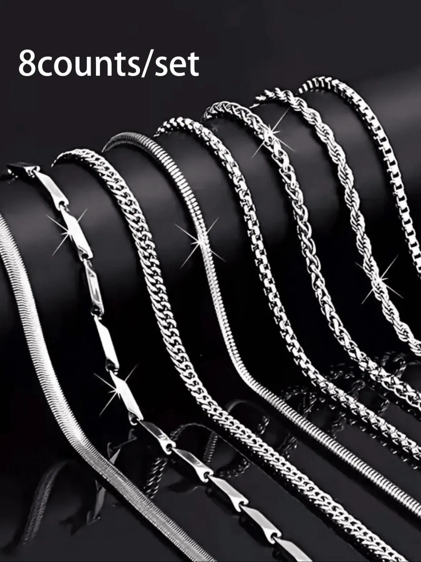 Men's Minimalist Multilayer Cuban Rope Chain Cuban Link Design Cuban Style Necklace Set, Stainless Steel Jewelry for Party, Daily Clothing Decor, Trendy All-match & Exquisite Jewelry for Birthday Gift
