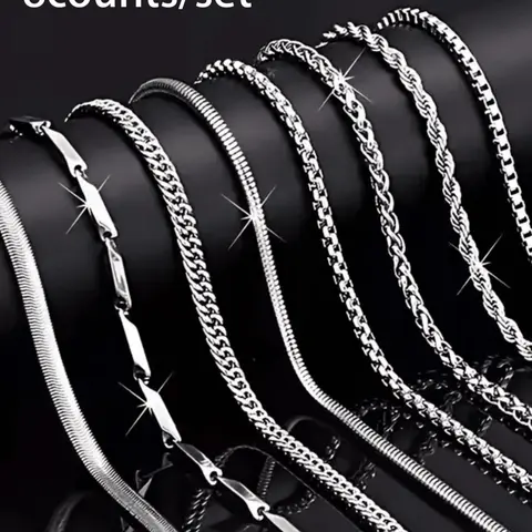 Men's Minimalist Multilayer Cuban Rope Chains, Cuban Style Necklace Set, Stainless Steel Jewelry for Party, Daily Wear, Trendy All-Match & Exquisite Jewelry for Birthday Gift