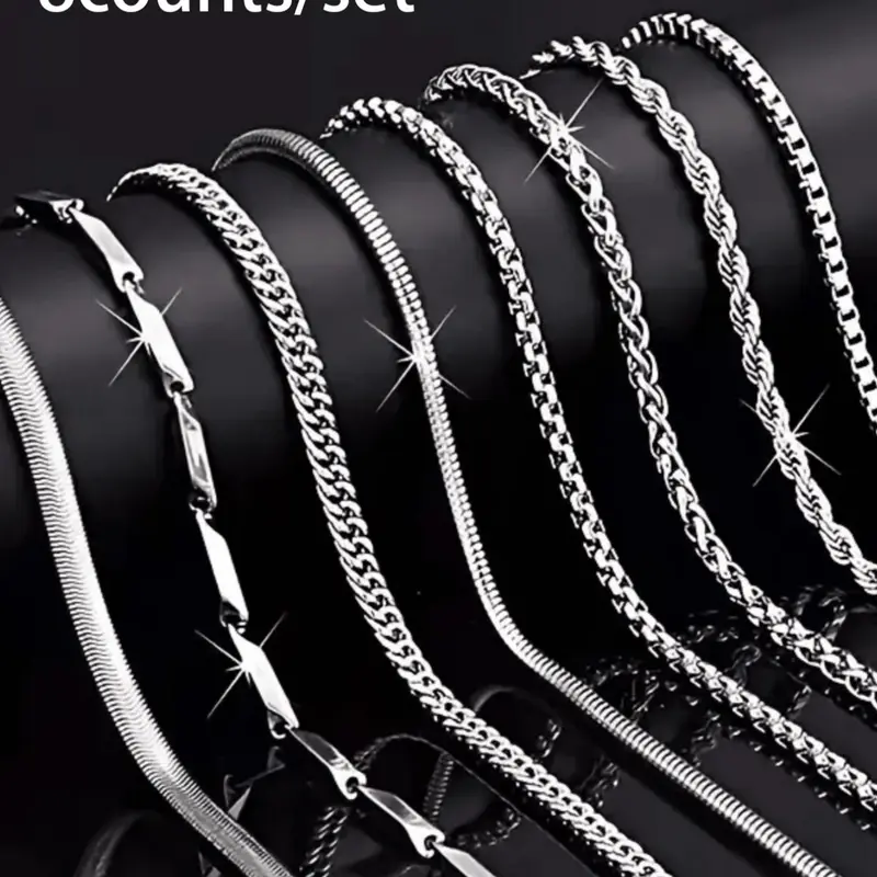 Men's Minimalist Multilayer Cuban Rope Chains, Cuban Style Necklace Set, Stainless Steel Jewelry for Party, Daily Wear, Trendy All-Match & Exquisite Jewelry for Birthday Gift