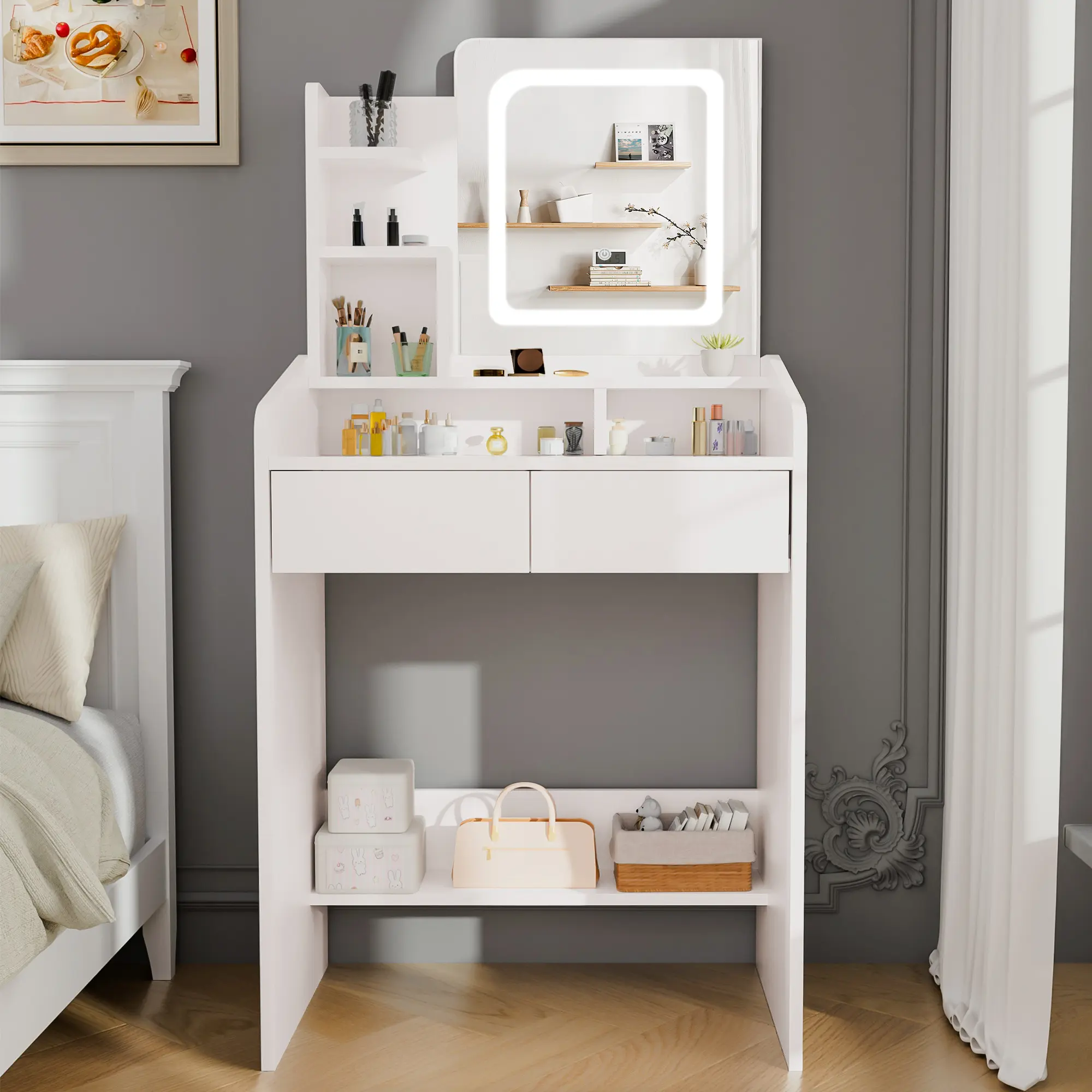 Square Mirror - White