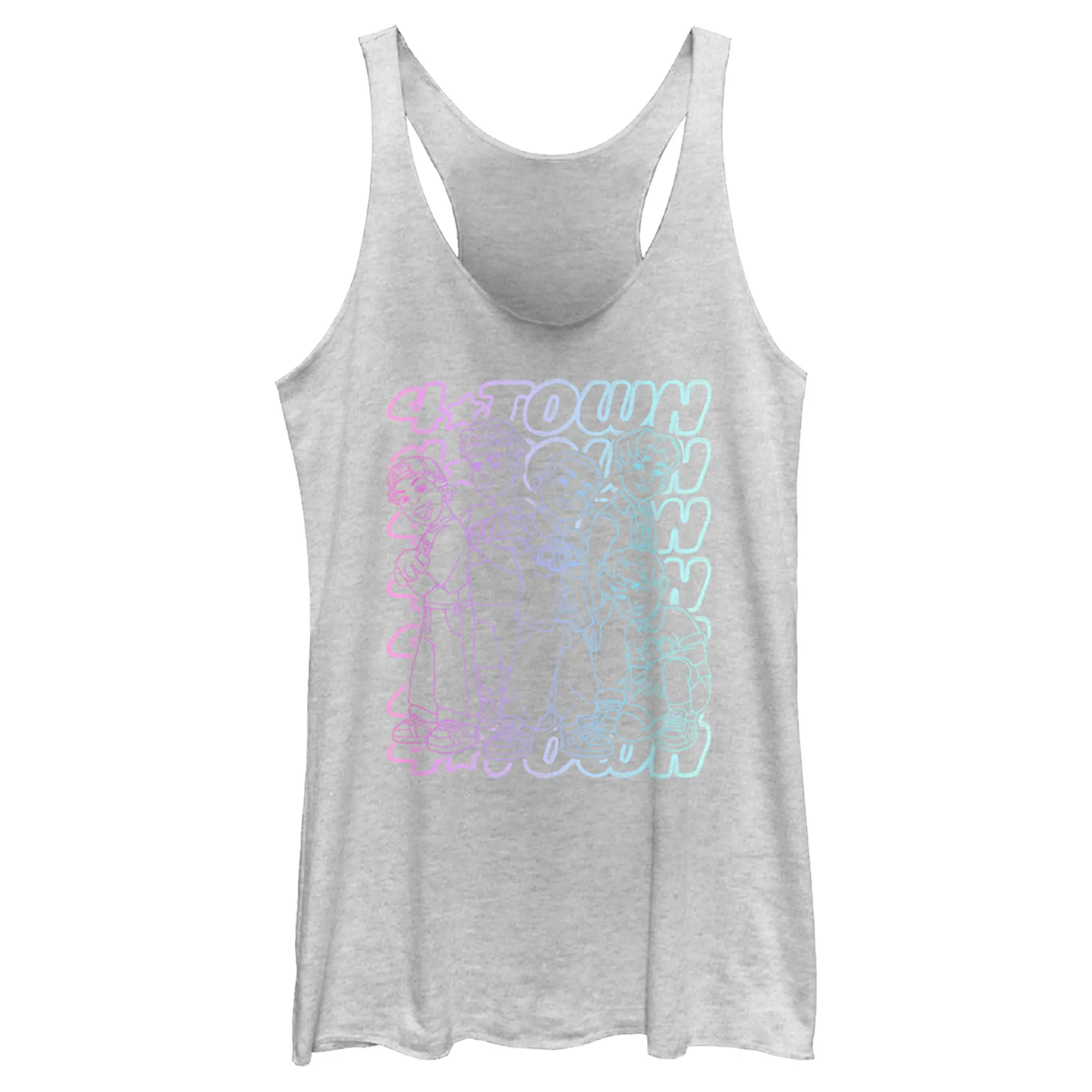 Women's Turning Red 4-Town Neon Stack Sleeveless Racerback Tank Top, Cute Casual Panda-Inspired Girl's Top, Graphic, Tee