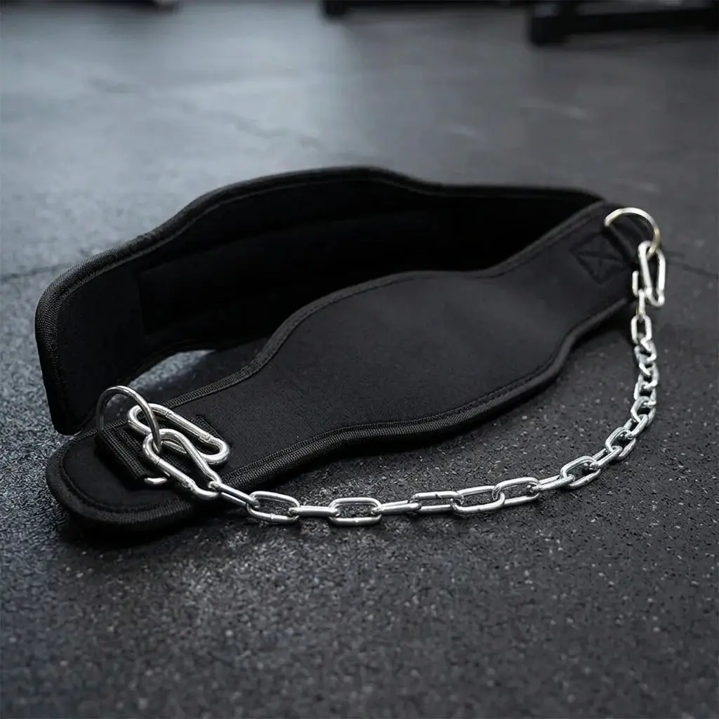 PrimeFit Weight Lifting Dip Belt – Heavy-Duty Neoprene Back Support Belt with Chain for Pull-Ups, Dips & Strength Training