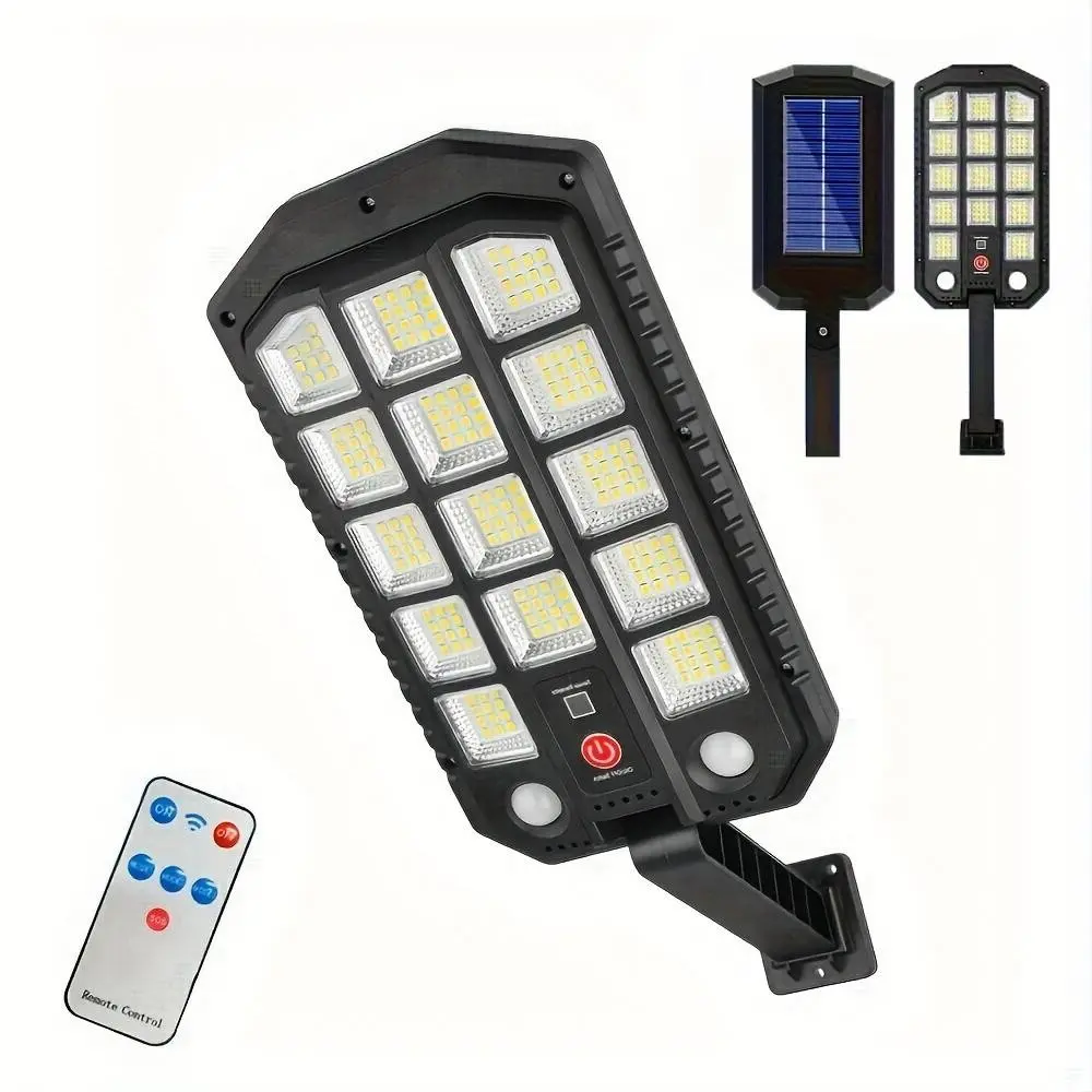 Commercial Solar Street Lights for Streets and Areas 220 LED Motion Sensor Wall Lights Dusk-to-Dawn Solar Flood Lights with Remote Control Solar Parking Lot Lights Commercial Area Lighting Solar Security Lights Outdoor Lights Solar