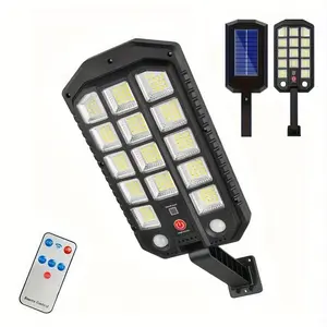 Commercial Solar Street Lights for Streets and Areas 220 LED Motion Sensor Wall Lights Dusk-to-Dawn Solar Flood Lights with Remote Control Solar Parking Lot Lights Commercial Area Lighting Solar Security Lights Outdoor Lights Solar