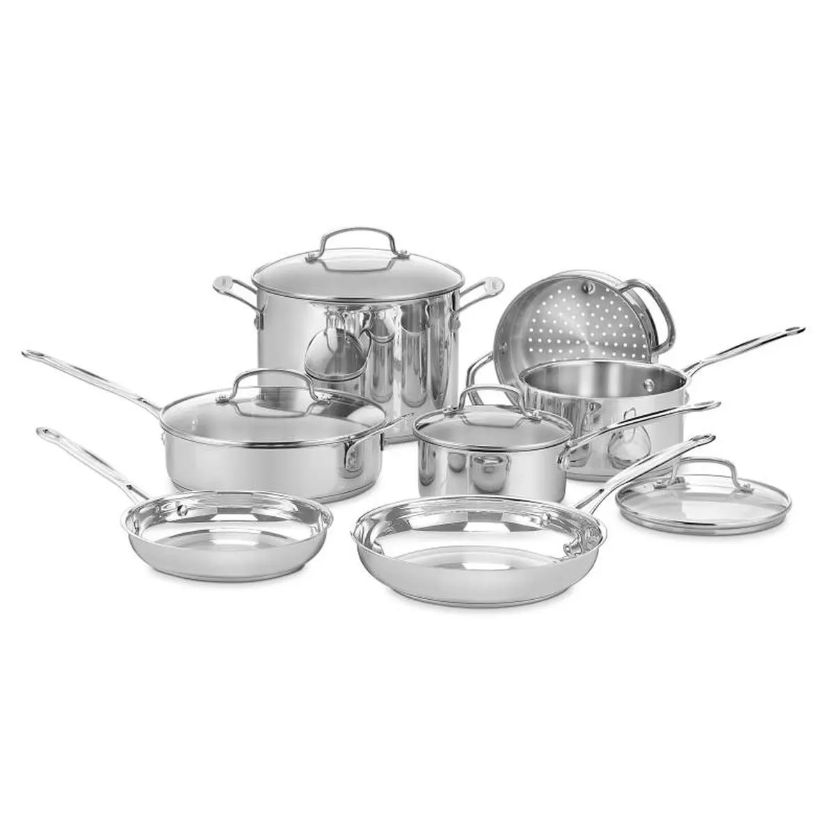 Chef's Classic 11-Piece Cookware Set, Stainless Steel Collection 77-11G, Ideal for Cooking and Baking