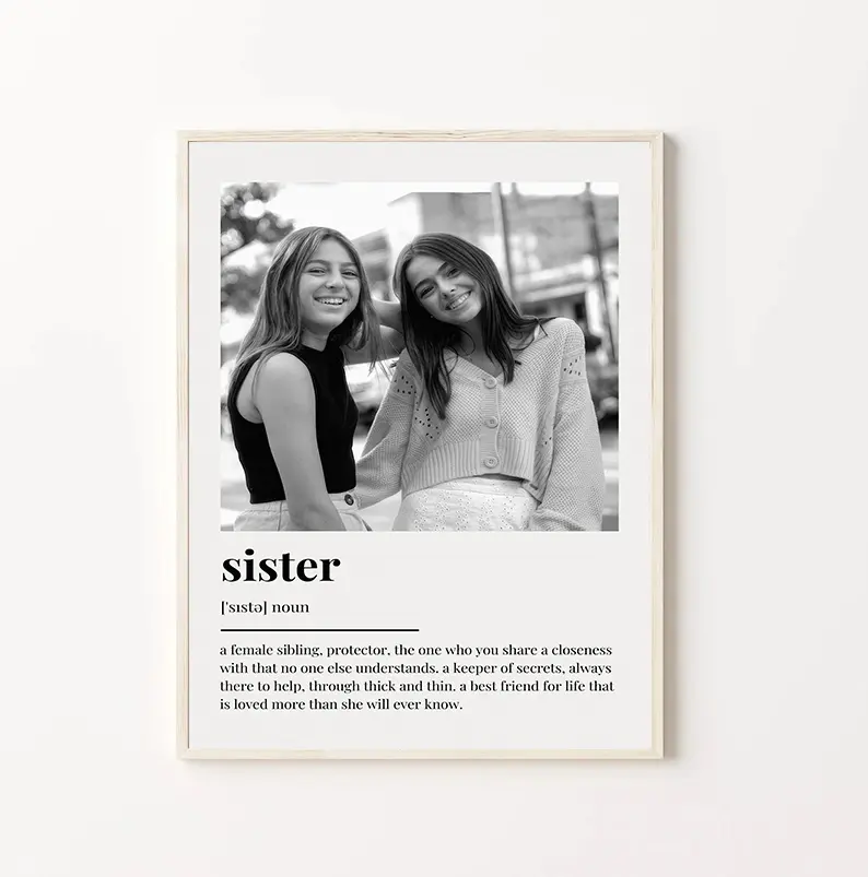 PERSONALISED SISTER DEFINITION Print, Wall Art Print, Sister Gift, Sister Print, Photo Definition Print, Quote Print Vintage Patagonia