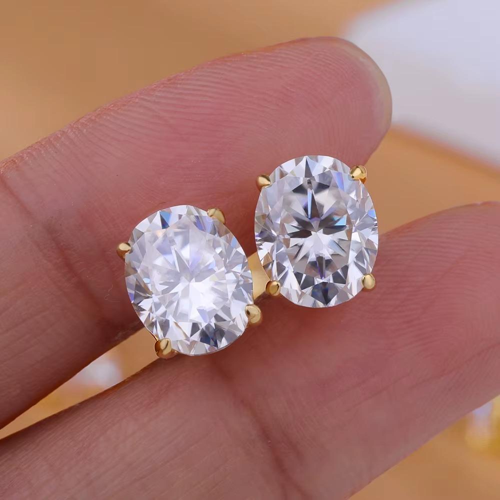0.5-5ct Oval Cut Moissanite Stud Earring for Women D Color Sparkling Diamond 925 Sterling Silver Ear Studs Party Jewelry Gifts