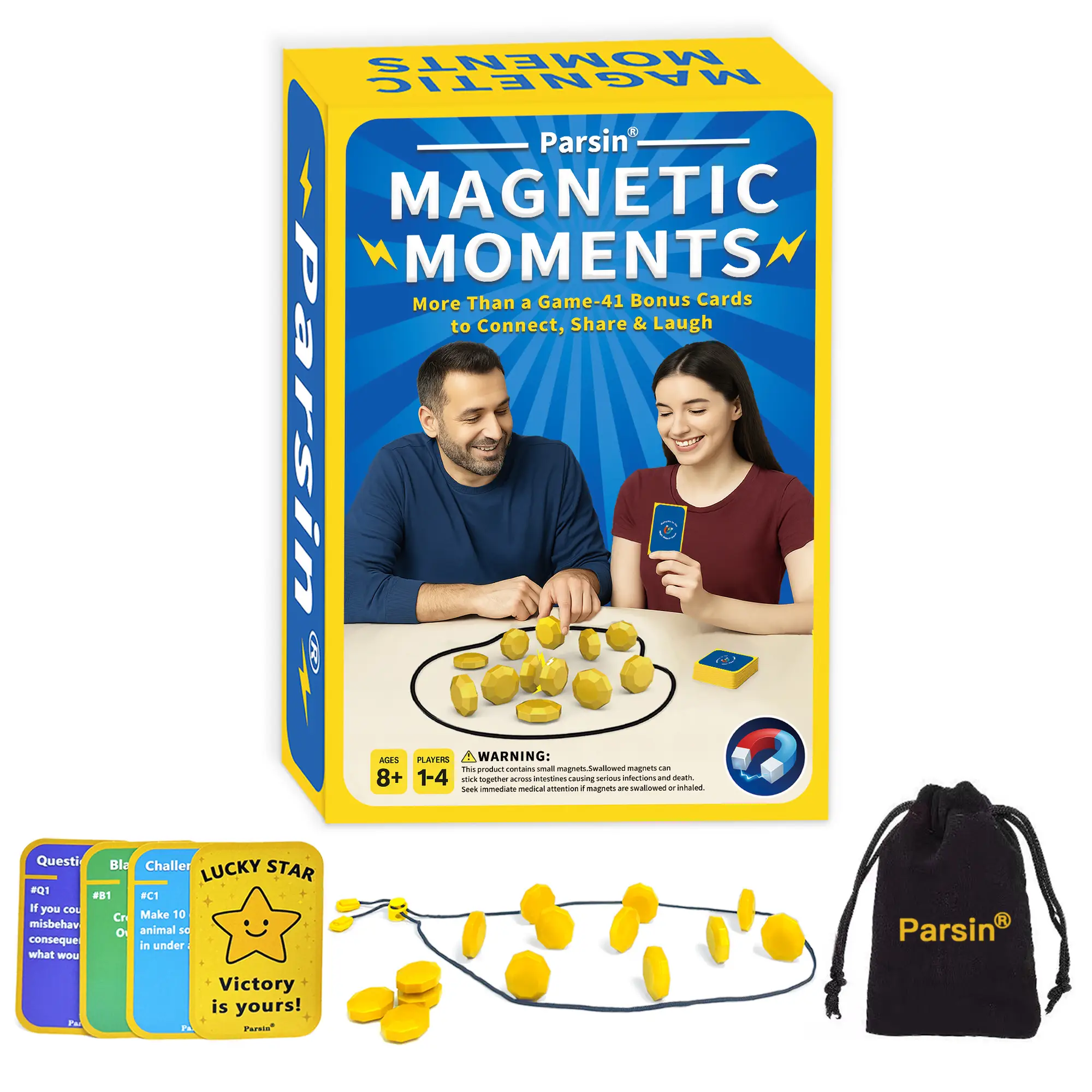 Parsin - Upgraded Magnetic Chess Board Game Set, Includes 20 Magnets, Interesting Cards, Travel Bag, Adjustment Rope, Strategy Games for Kids and Adul