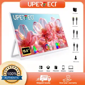 UPERFECT 15.6 inches 60Hz IPS Portable Monitor Black White Ultra-thin design with USB-C and HDMI ports Connects to laptops/PS5, Xbox, and mobile phones Built-in speakers Single-cable connection to phones, computers, and tablets