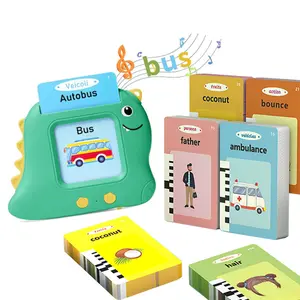 Talking Educational Flash Cards with Dinosaur Design for Kids Learning English Words and Sounds Featuring Musical Notes and Colorful Designs
